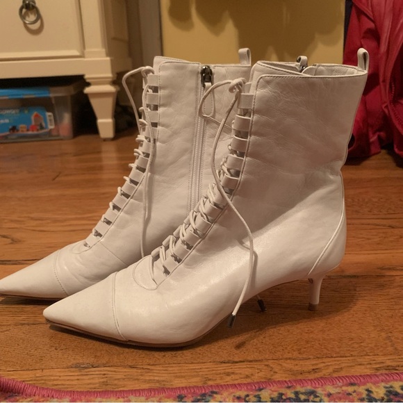 Alexandre Birman Millen White Lace up Leather Booties - Picture 9 of 14